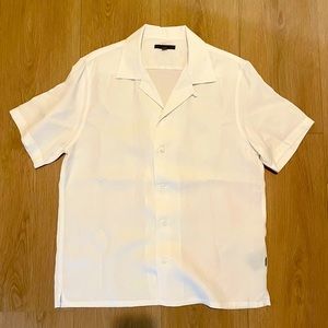 John Varvatos White Camp Collar Hawaiian Shirt Size L